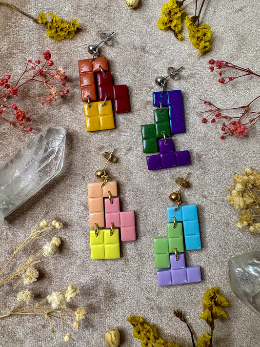 Video Game Block Earrings