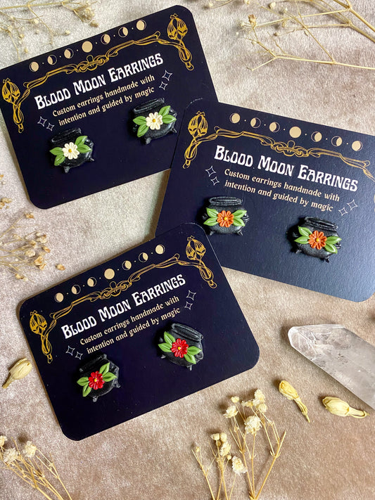 Floral Cauldron Stud Earrings