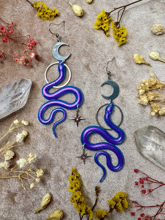 Lilac Silver Ess Snake Earrings