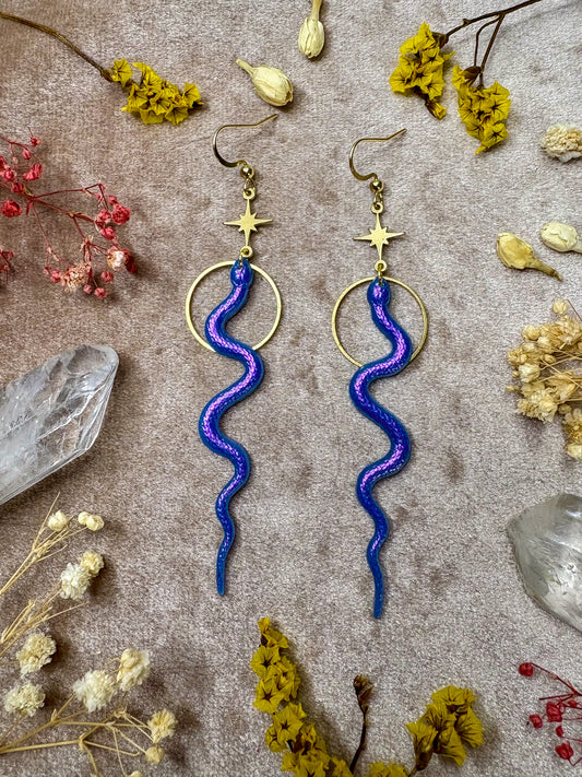 Slithering Snake Earrings (Lilac)