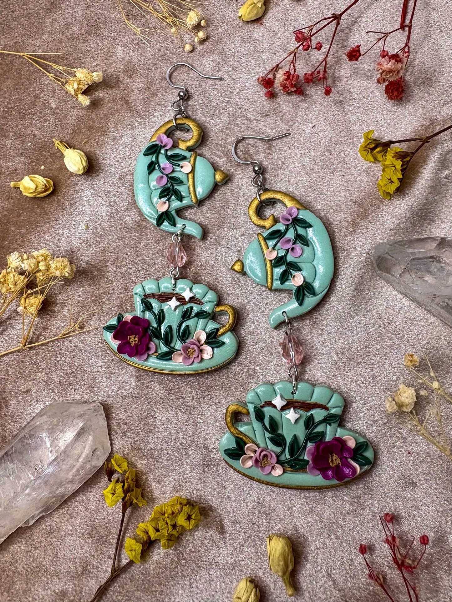 Floral Tea Set Earrings