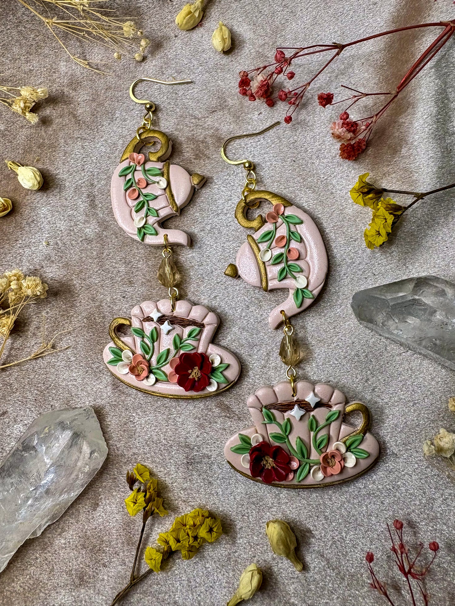 Floral Tea Set Earrings