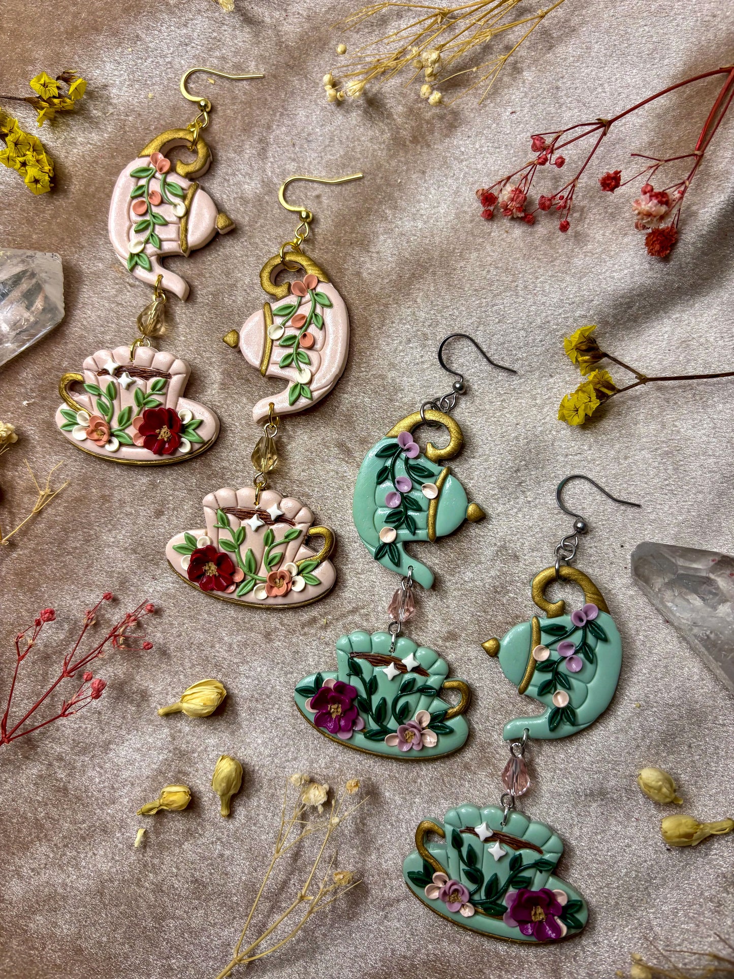 Floral Tea Set Earrings