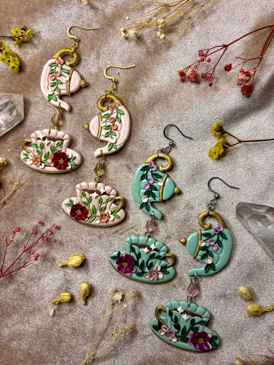 Floral Tea Set Earrings