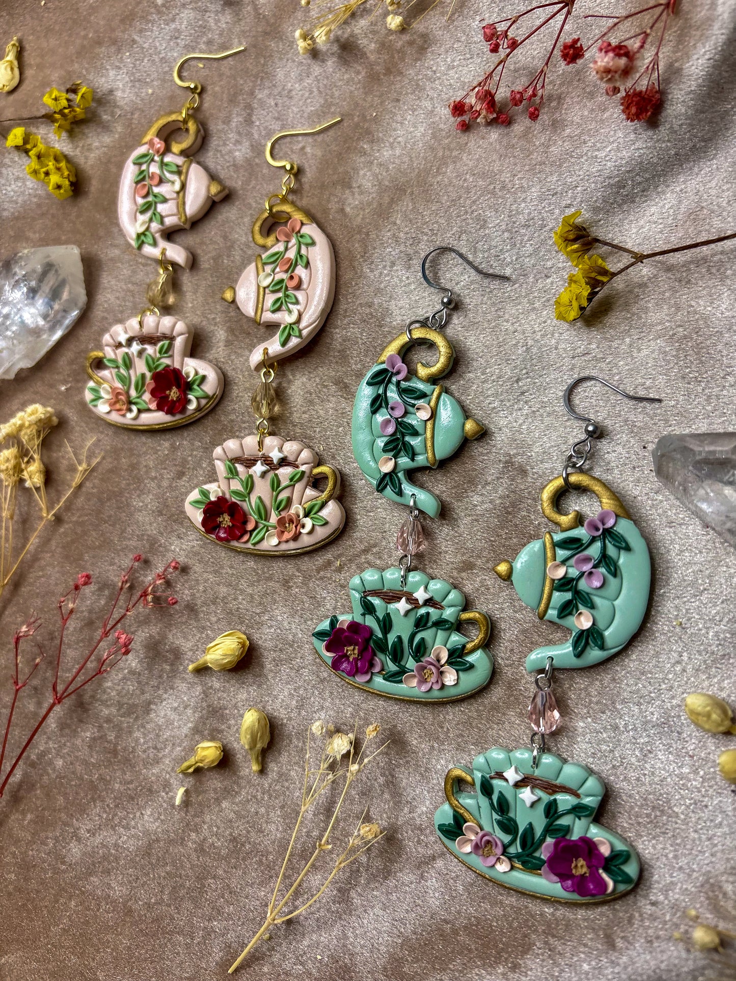 Floral Tea Set Earrings