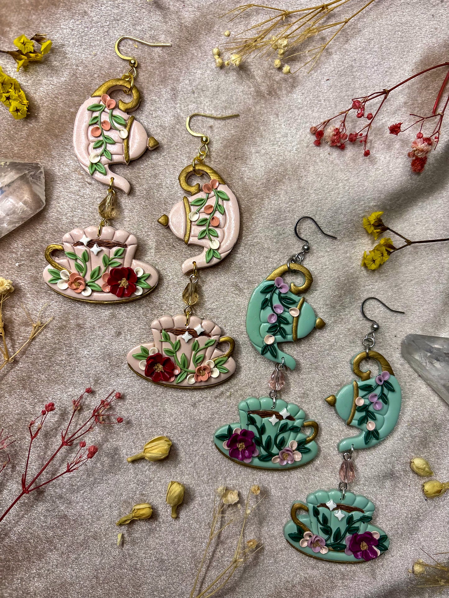 Floral Tea Set Earrings