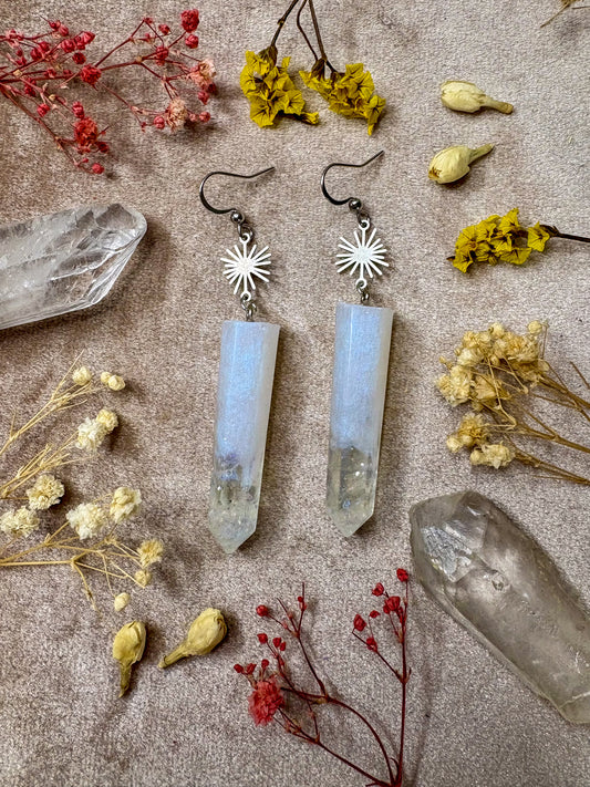Moonstone Glow Crystal Earrings (Silver)