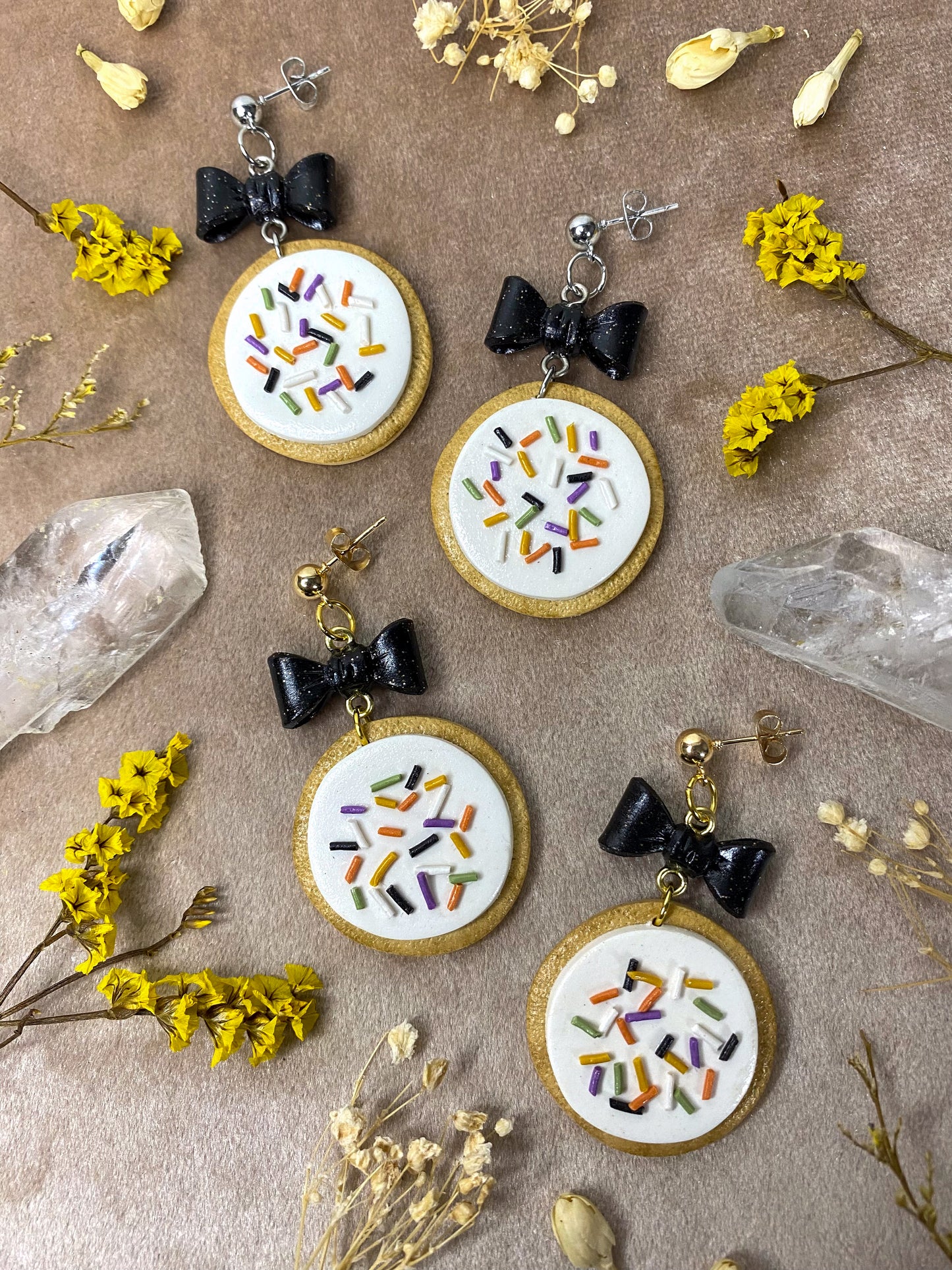 polymer clay Halloween frosted sprinkle cookie earrings