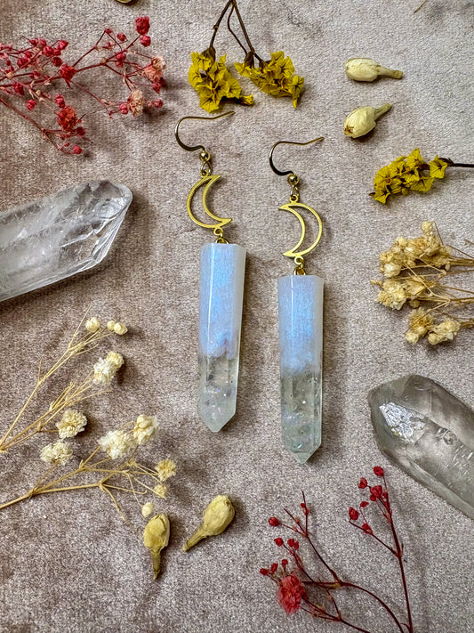 Moonstone Glow Crystal Earrings (Gold)