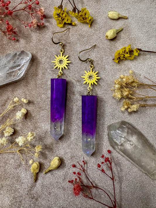 Amethyst Dreams Crystal Earrings (Gold)