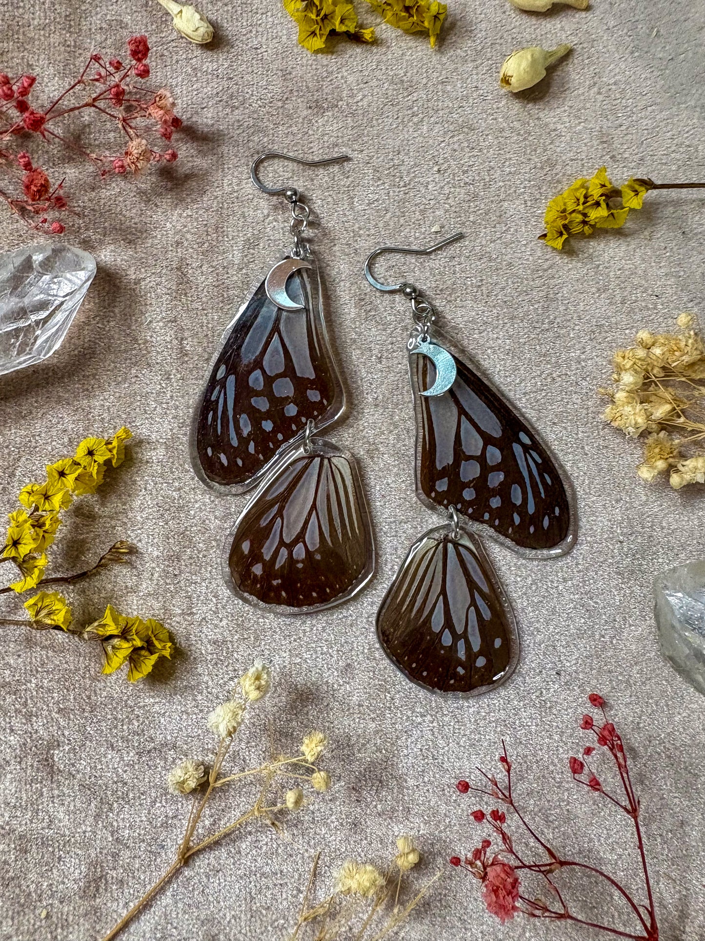 Glassy Tiger Double Butterfly Earrings