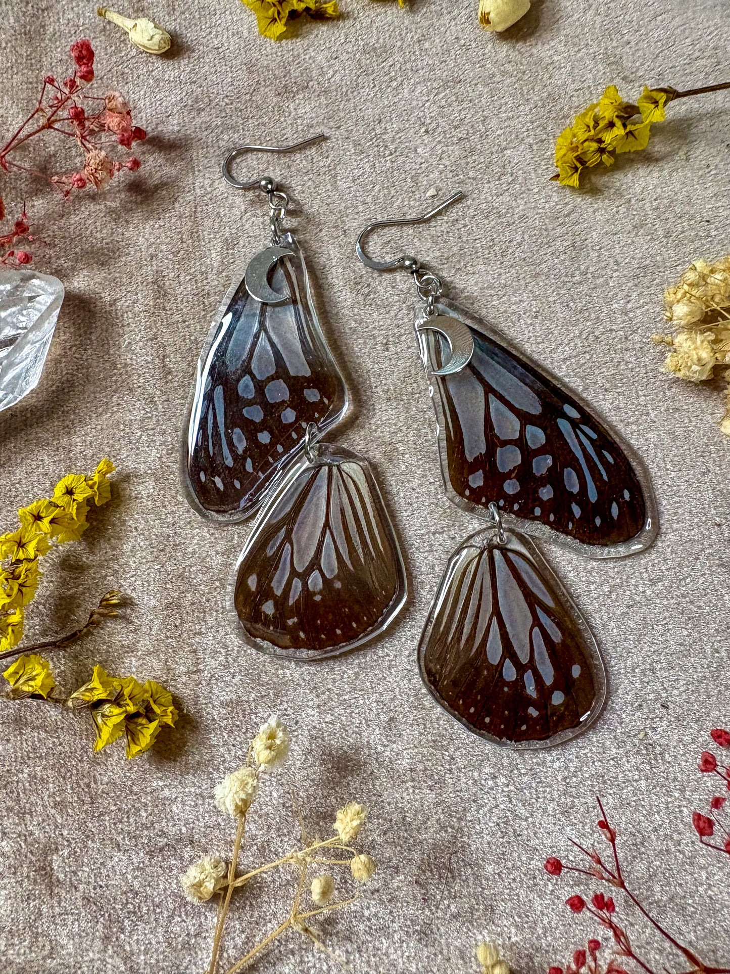 Glassy Tiger Double Butterfly Earrings
