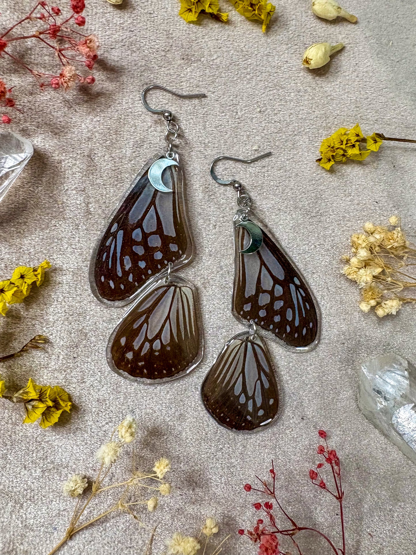 Glassy Tiger Double Butterfly Earrings
