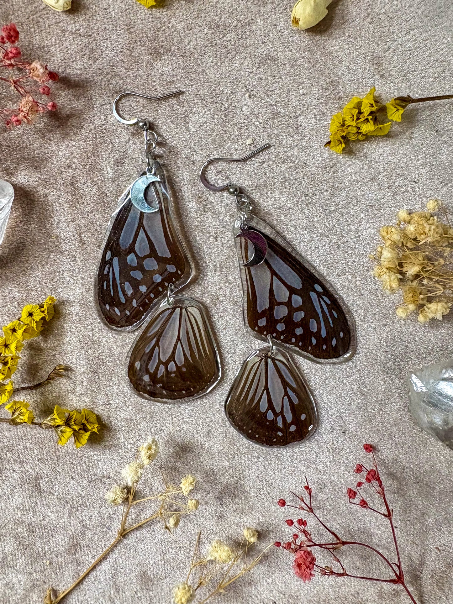 Glassy Tiger Double Butterfly Earrings