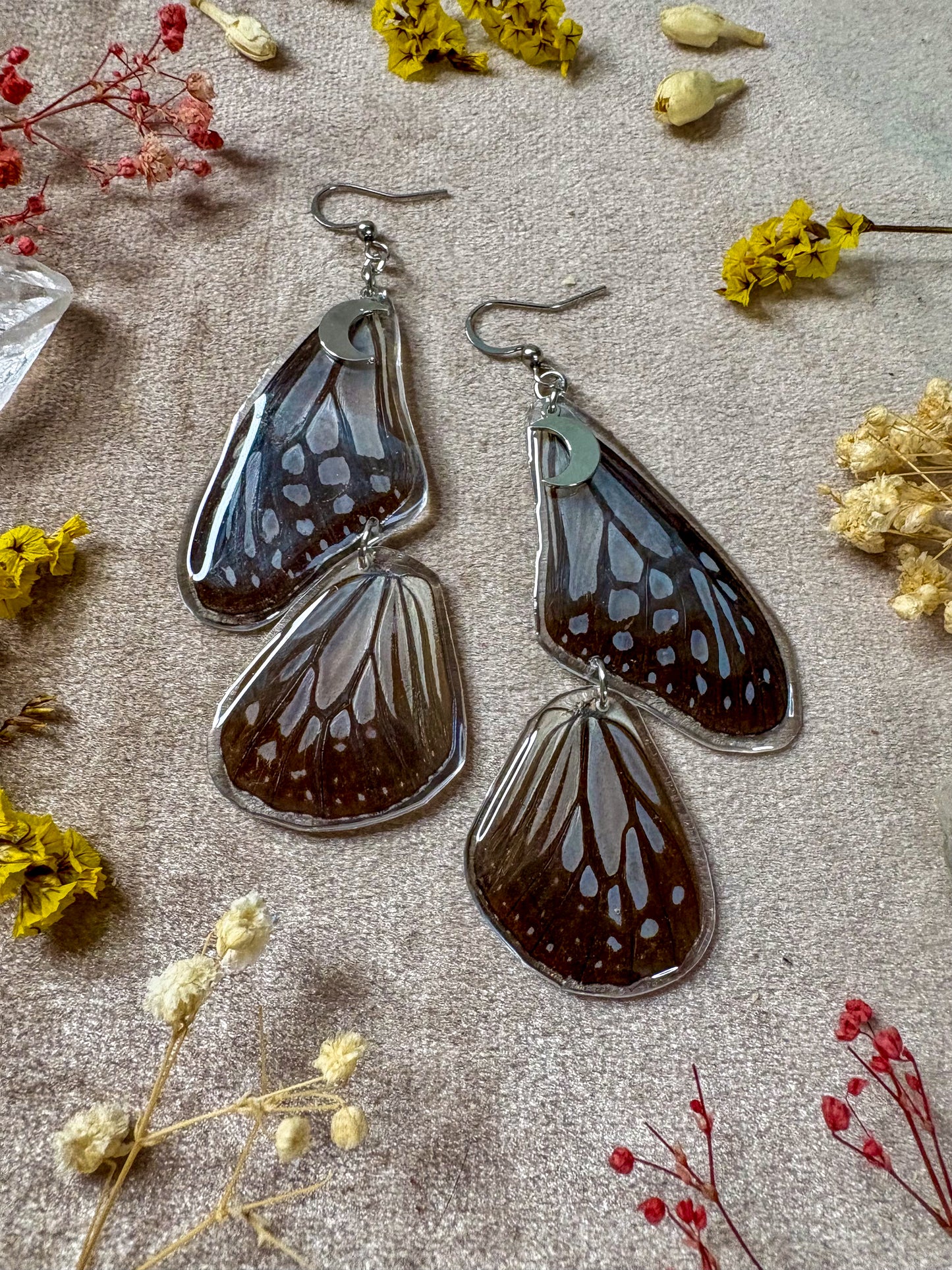 Glassy Tiger Double Butterfly Earrings