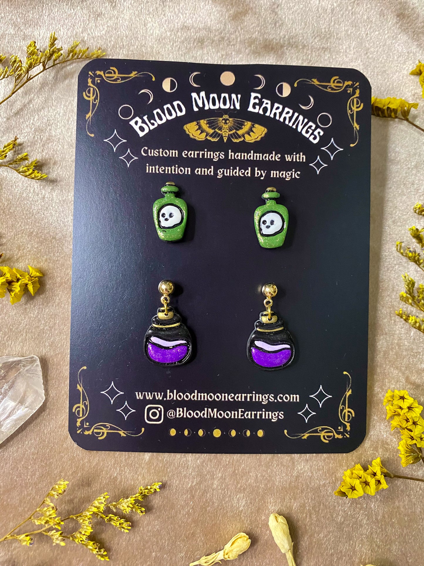 polymer clay potion bottle stud and dangle earring pack