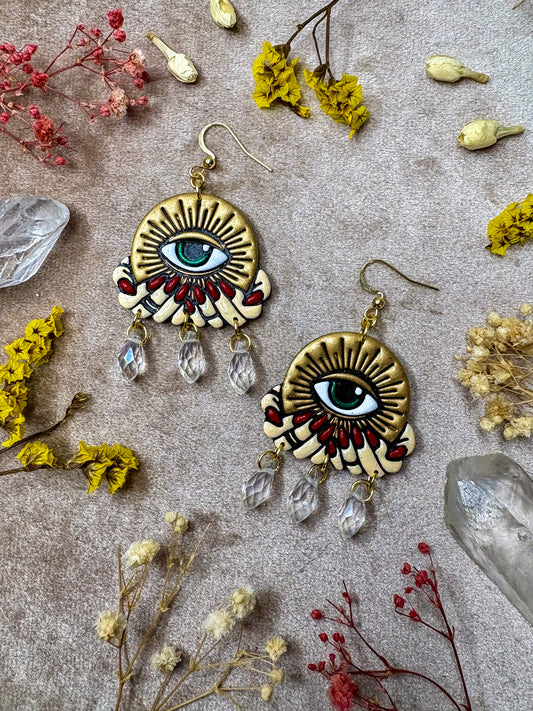 Gold Crystal (Eye)Ball Earrings