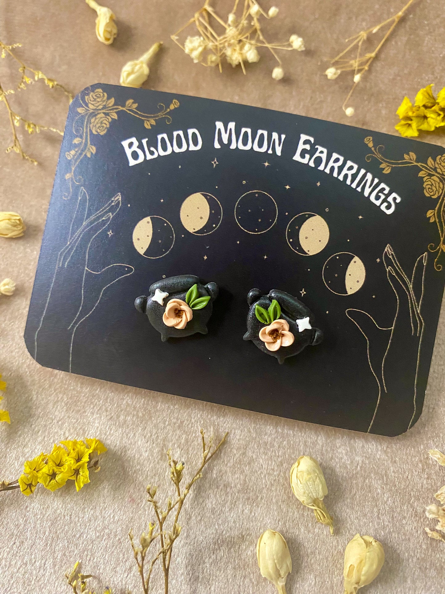 Floral Cauldron Stud Earrings