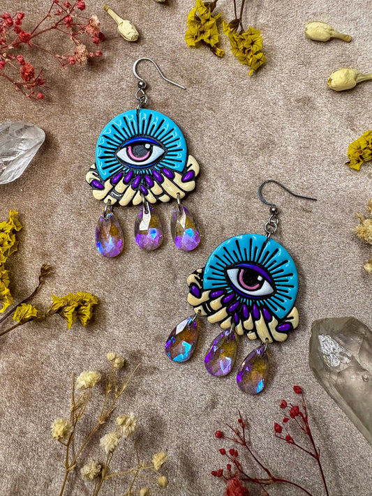 Blue Crystal (Eye)Ball Earrings