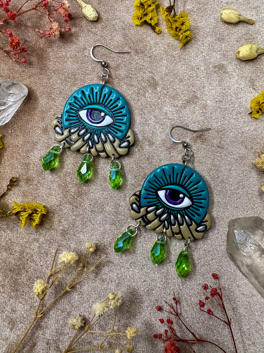 Teal Crystal (Eye)Ball Earrings