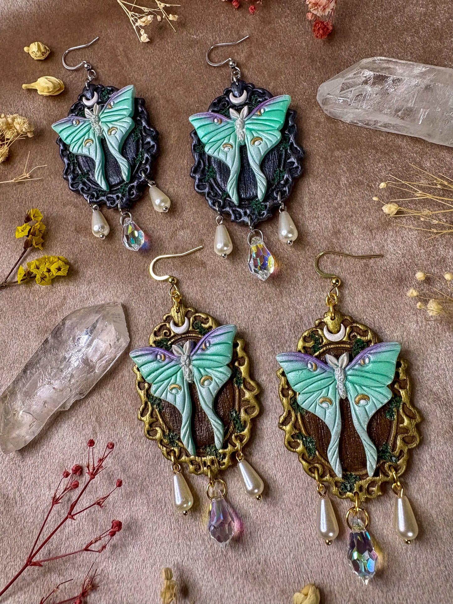 Luna Moth Frame Earrings