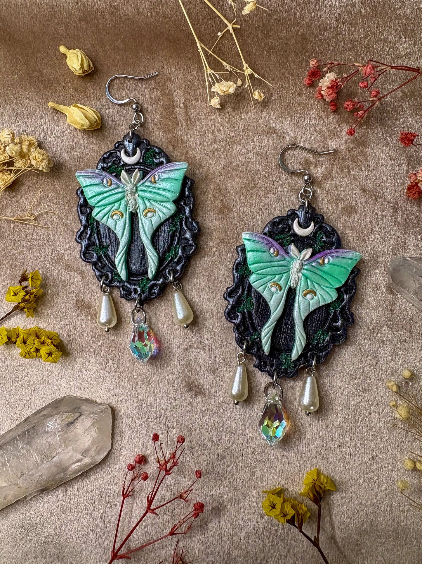 Luna Moth Frame Earrings