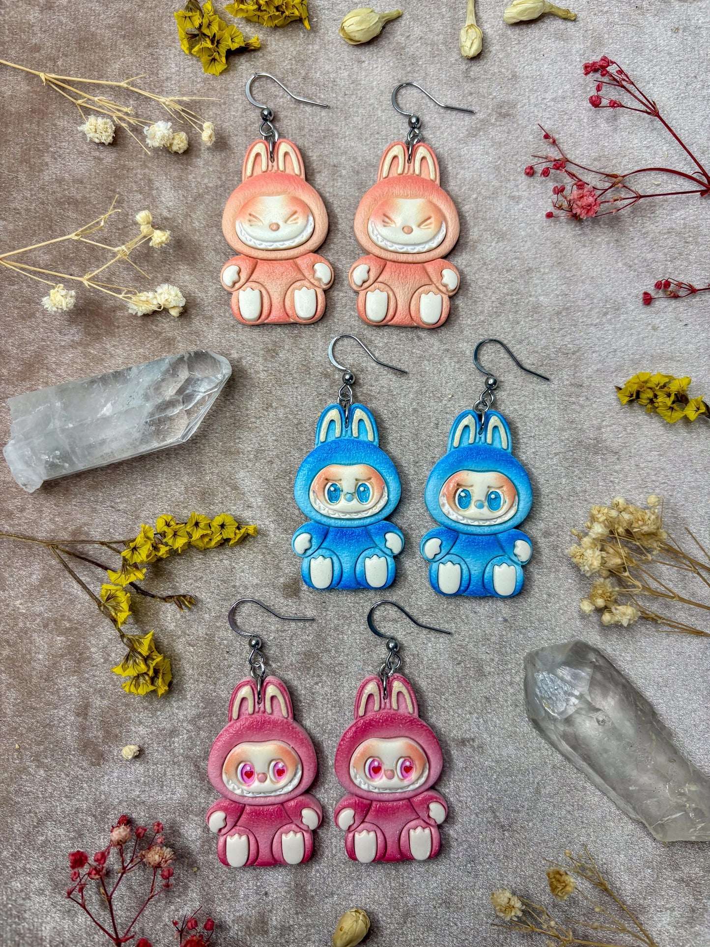 Creepy Bunny Earrings (Silver)
