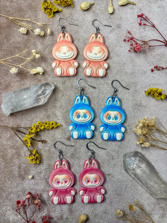 Creepy Bunny Earrings (Silver)