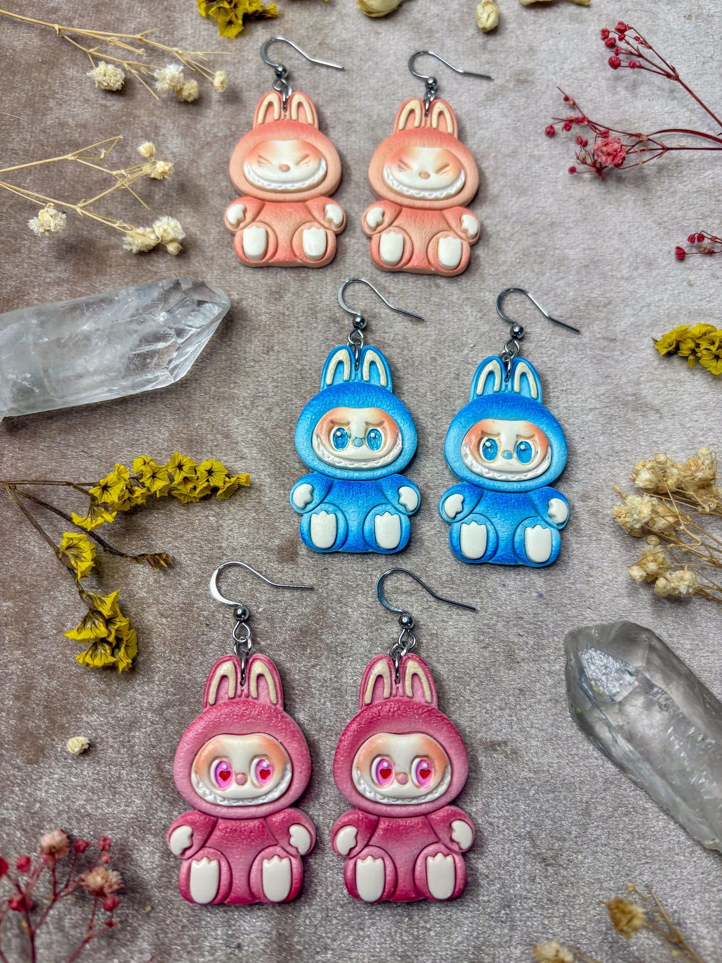 Creepy Bunny Earrings (Silver)