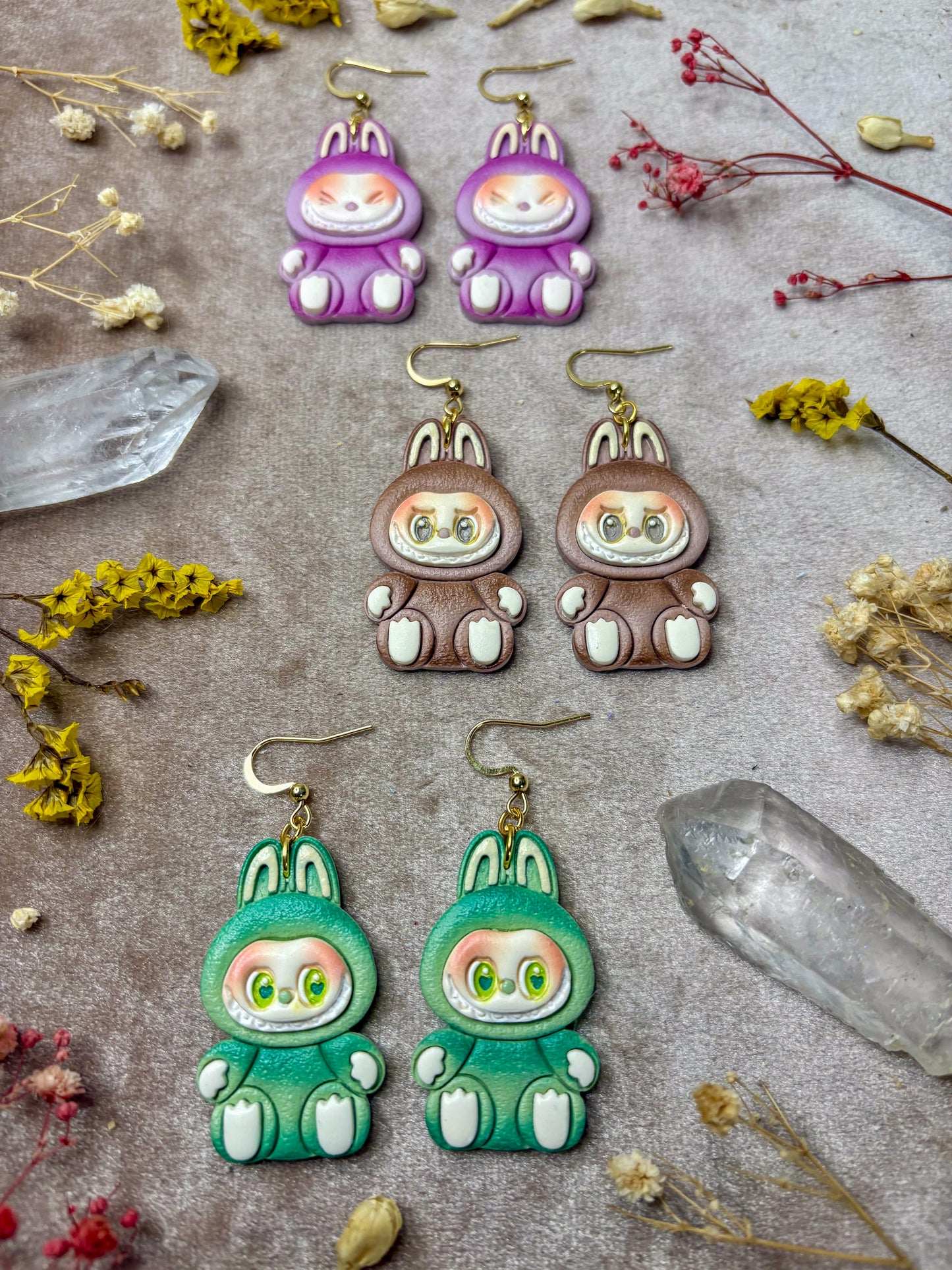 Creepy Bunny Earrings (Gold)