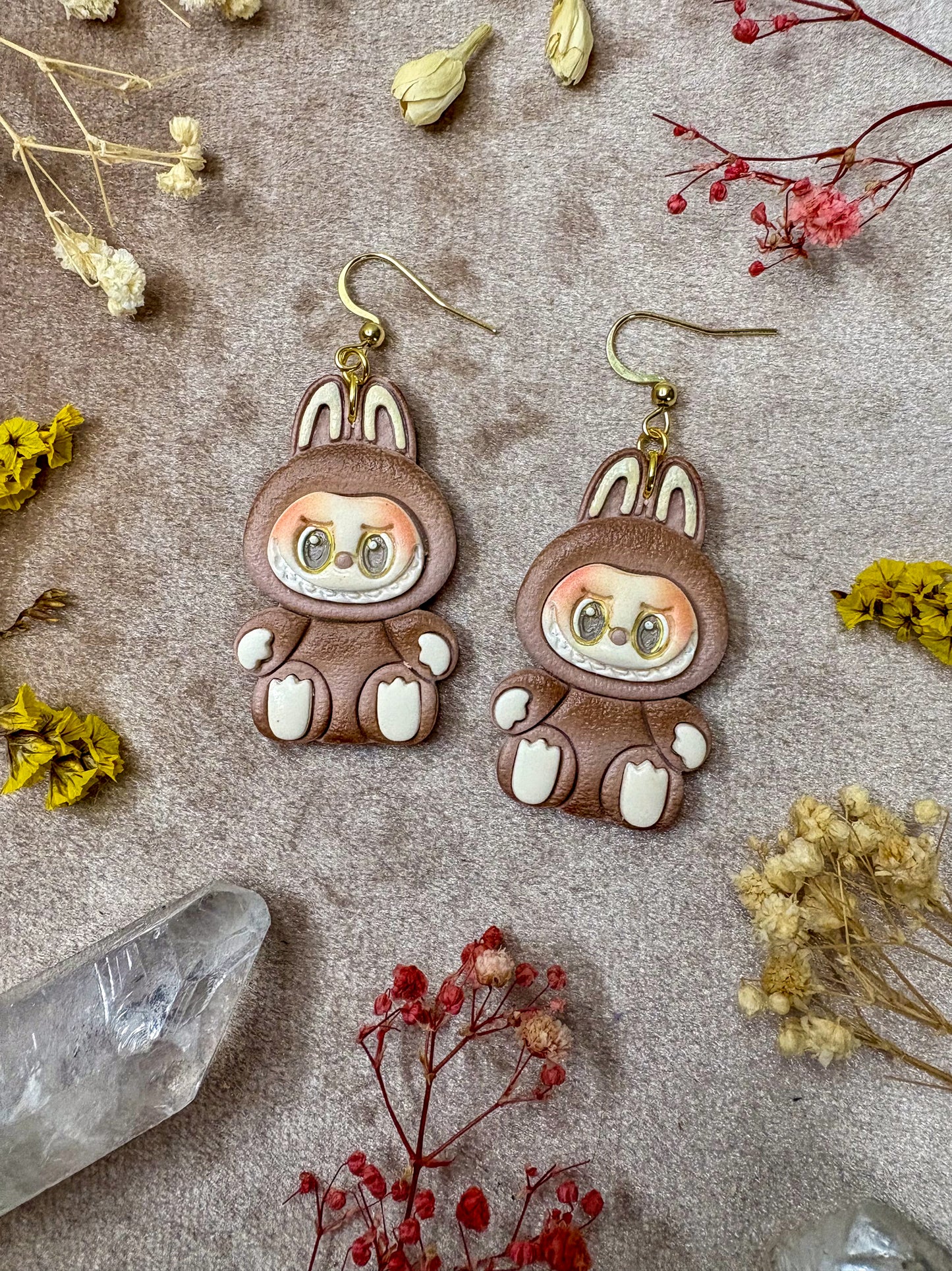 Creepy Bunny Earrings (Gold)