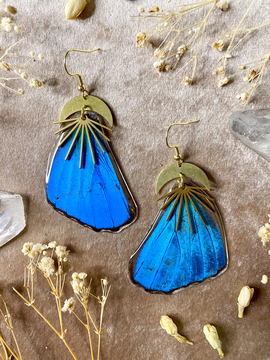 Butterfly Earrings- Winged Creature Moth Monarch Insect Luna Bug Acrylic  Laser Cut Iridescent Reflective Rainbow Opalescent Festival Rave