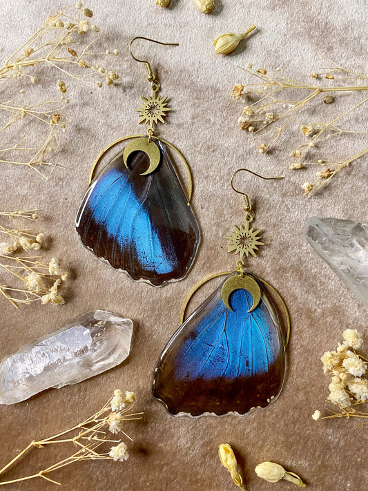 Butterfly Earrings- Winged Creature Moth Monarch Insect Luna Bug Acrylic  Laser Cut Iridescent Reflective Rainbow Opalescent Festival Rave