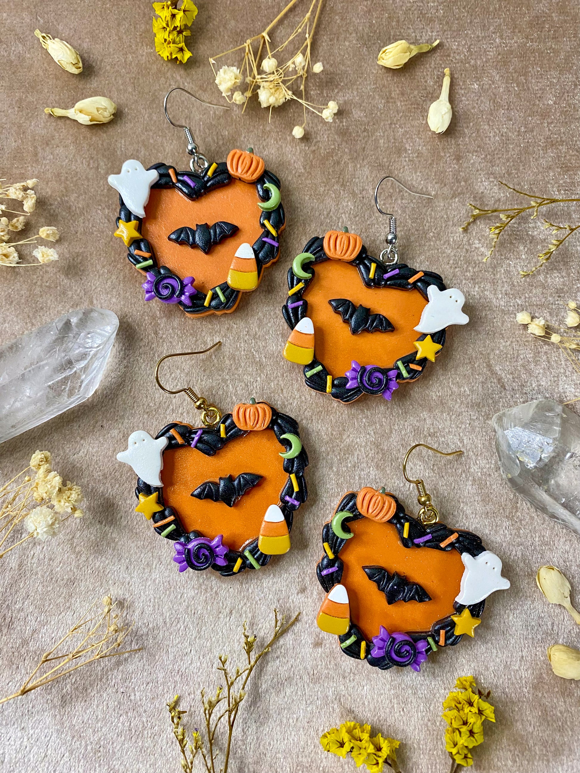 polymer clay Halloween festive cake earrings