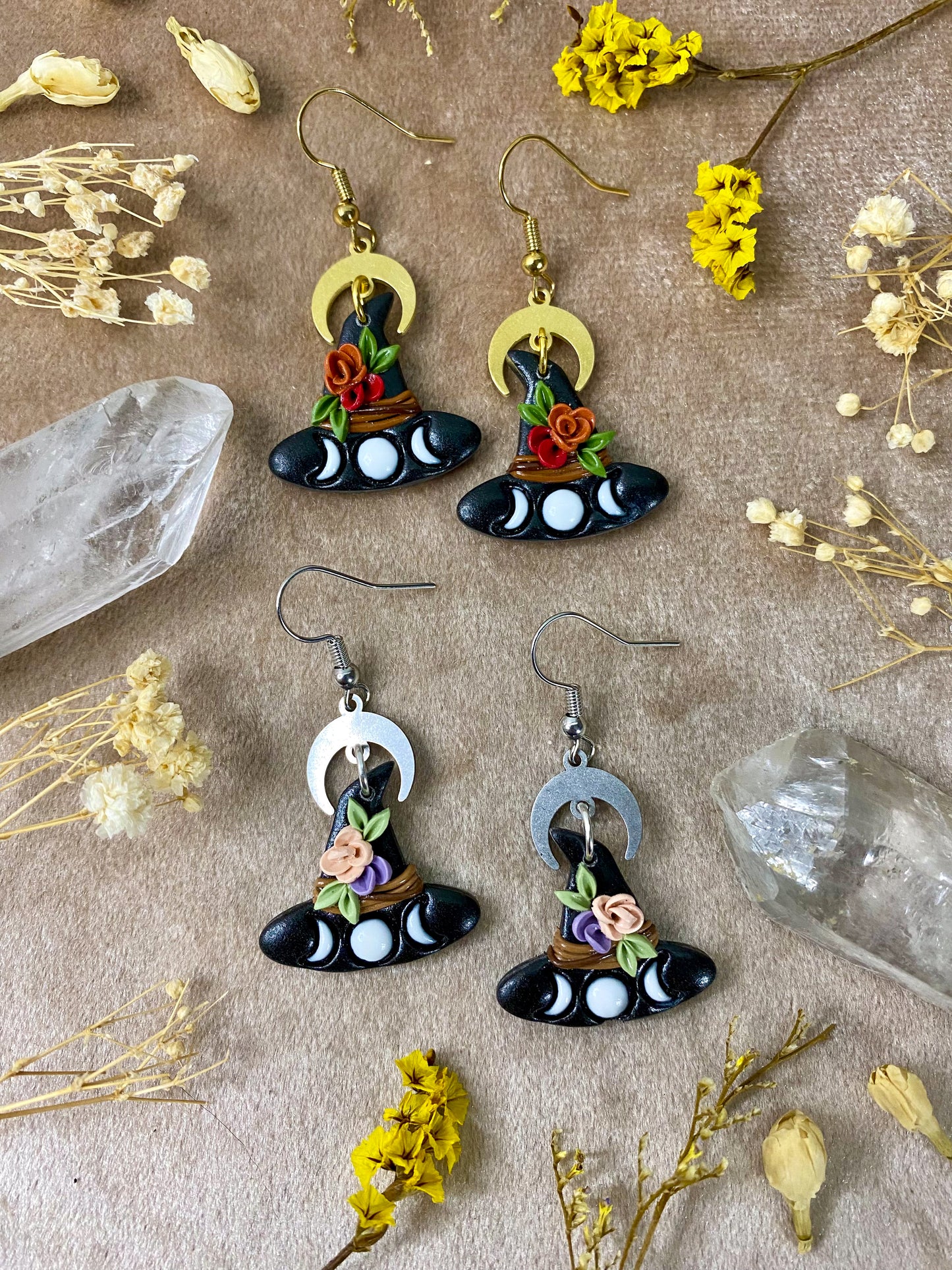 Floral Witch Hat Midi Earrings