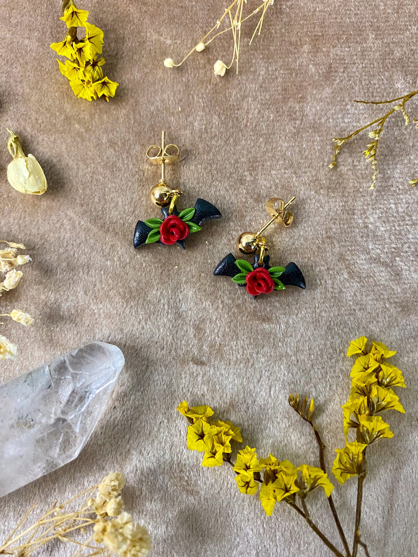 Floral Bat Micro Earrings