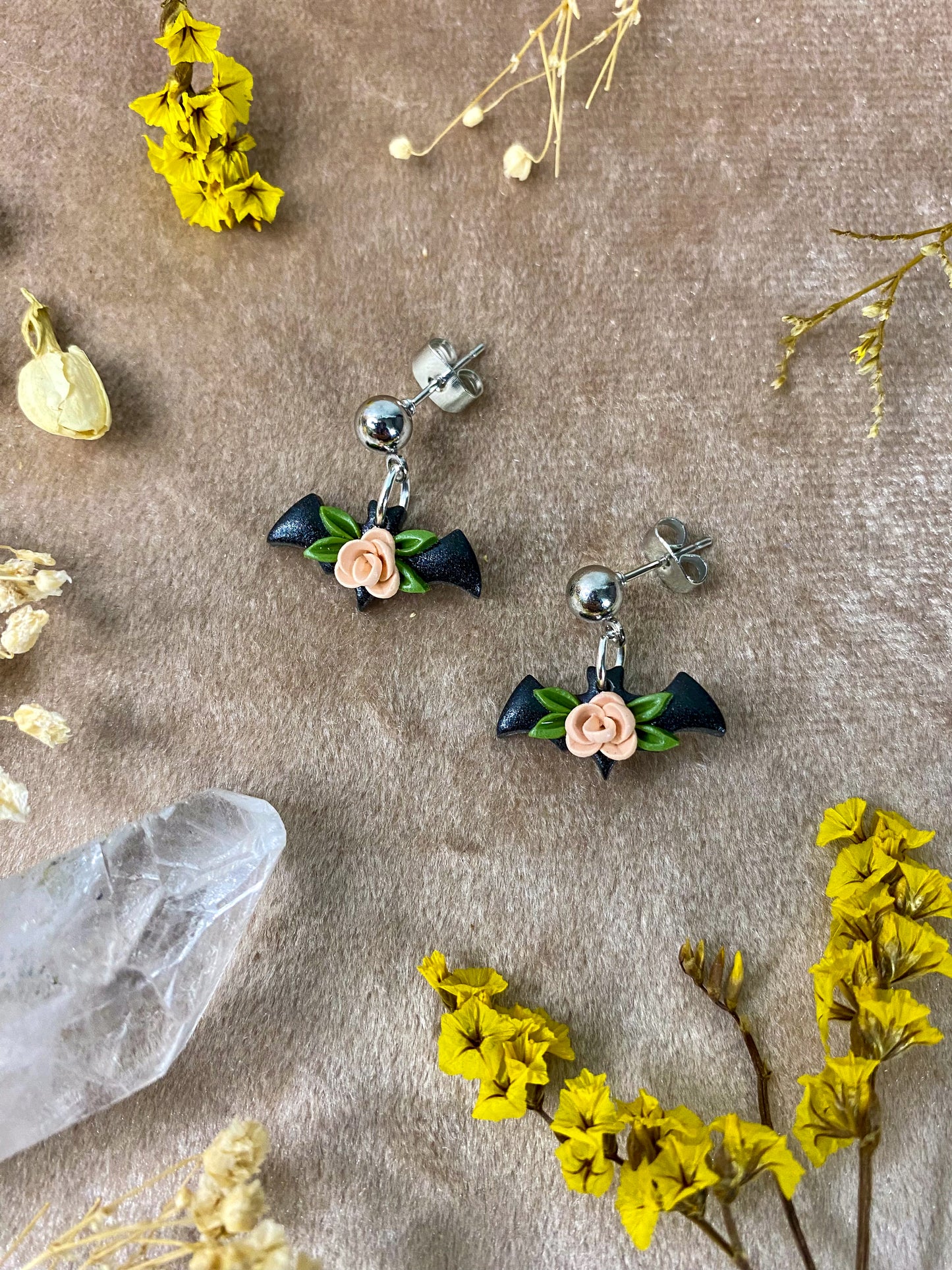 Floral Bat Micro Earrings