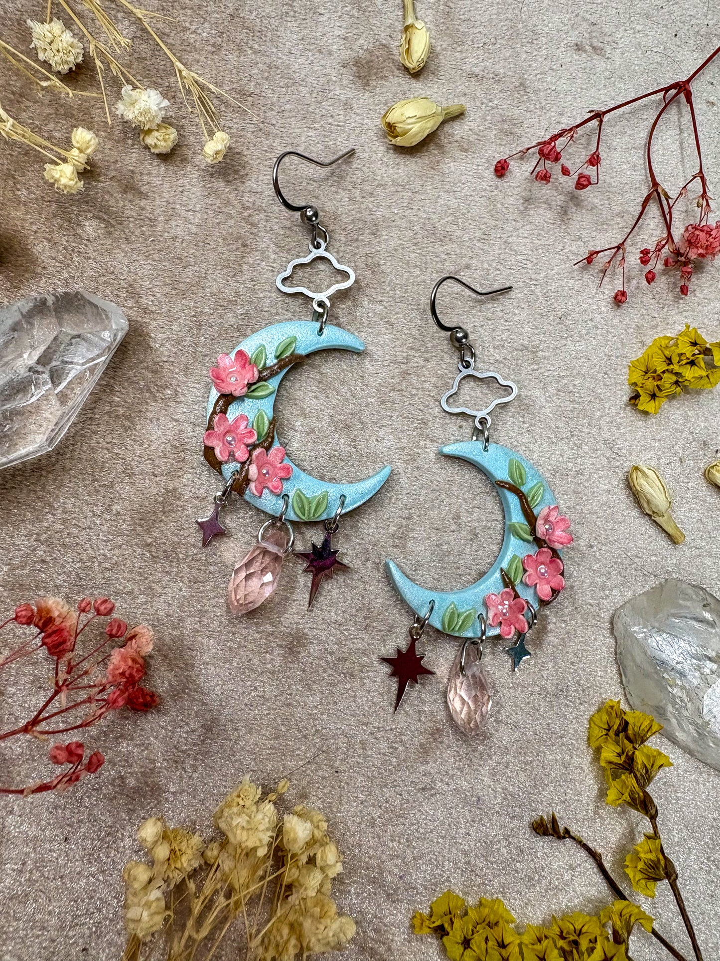 Cherry Blossom Moon Earrings