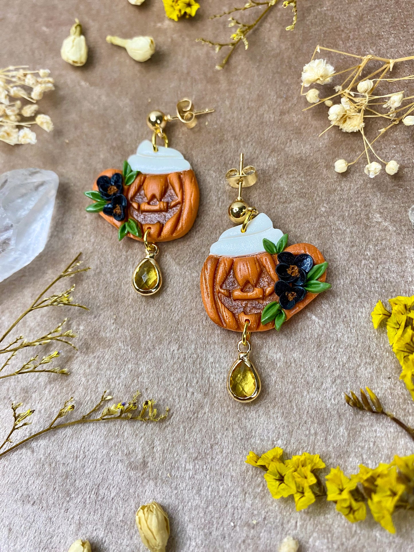 Floral Pumpkin Mug Latte Earrings