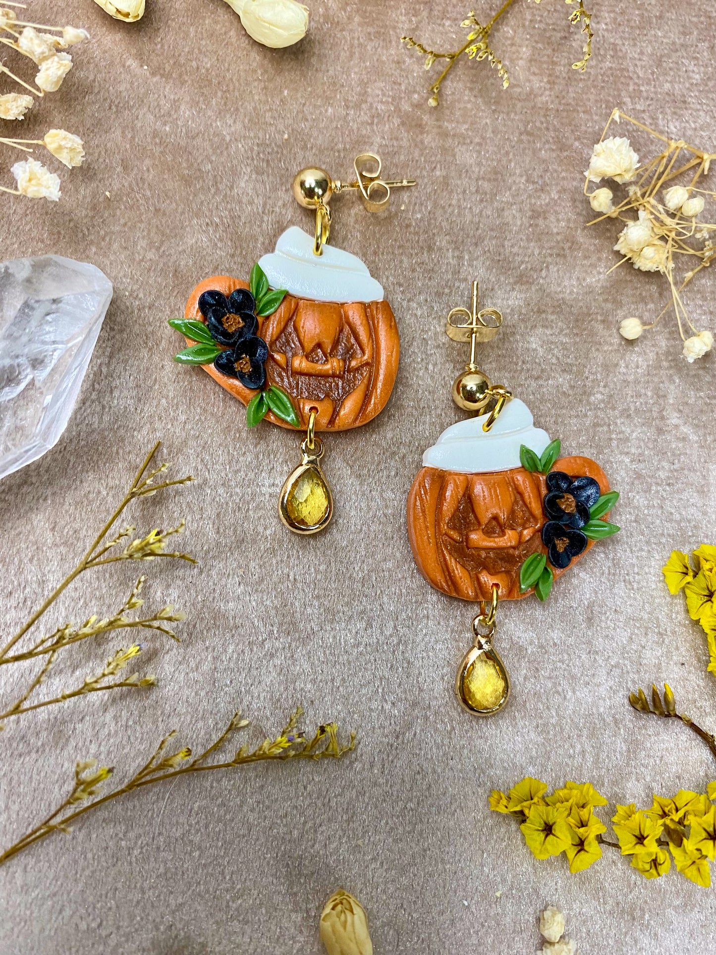 Floral Pumpkin Mug Latte Earrings