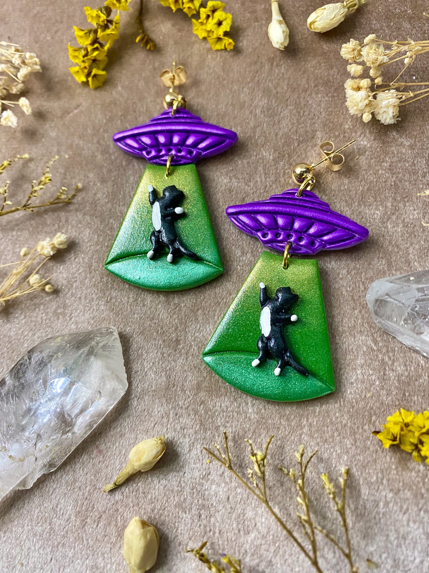 Cat Abduction Earrings (Tuxedo)