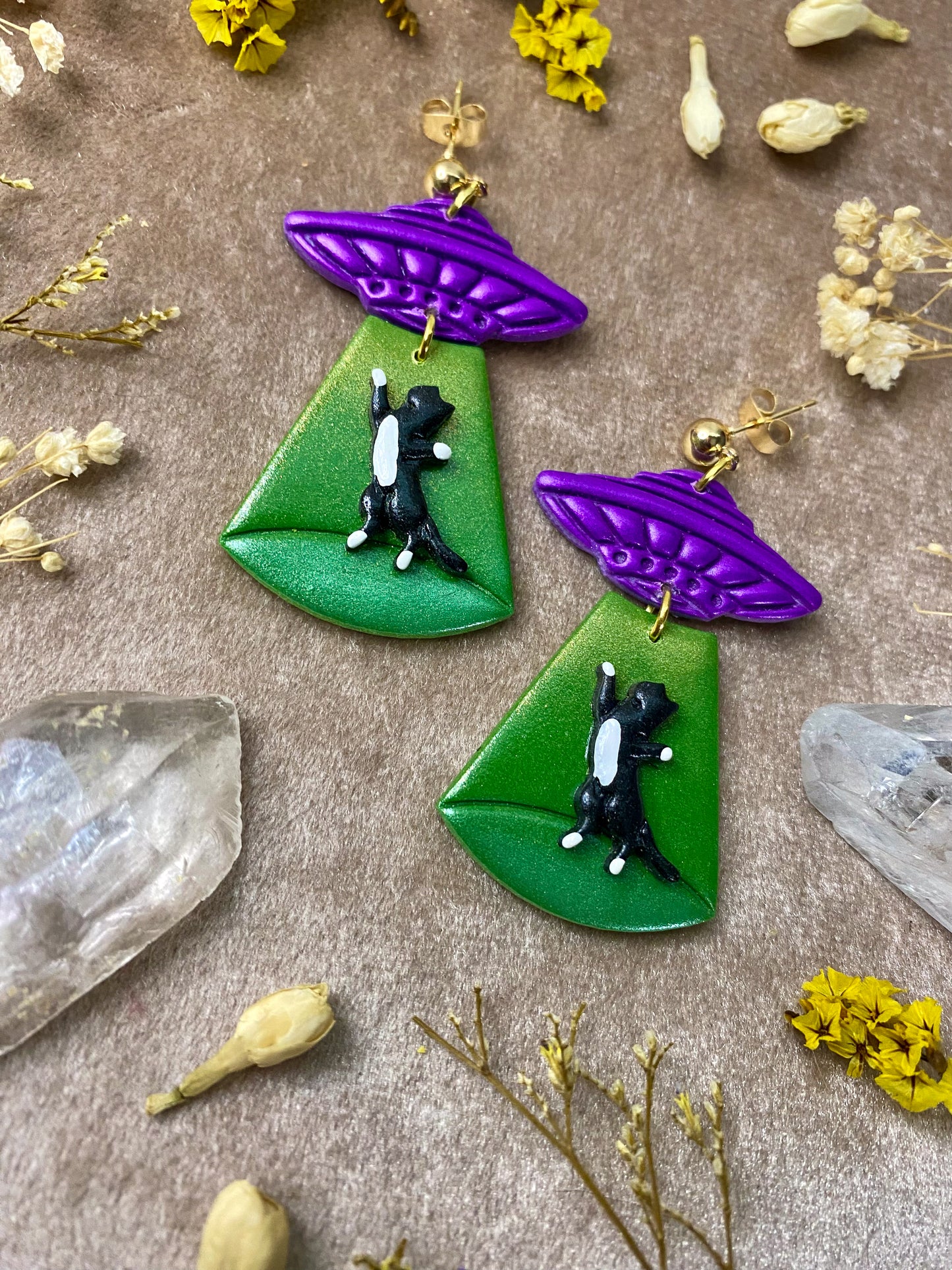 Cat Abduction Earrings (Tuxedo)