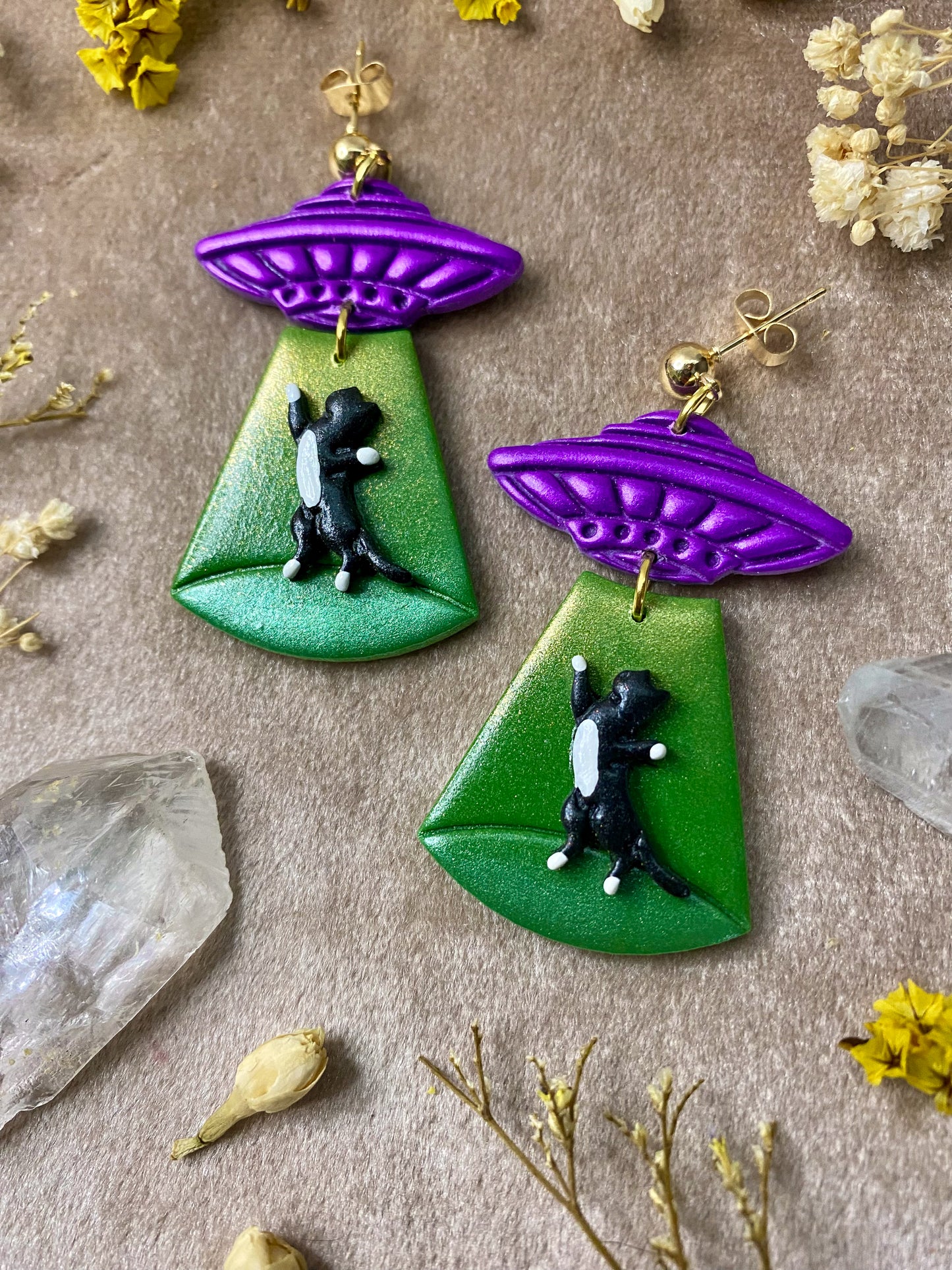 Cat Abduction Earrings (Tuxedo)