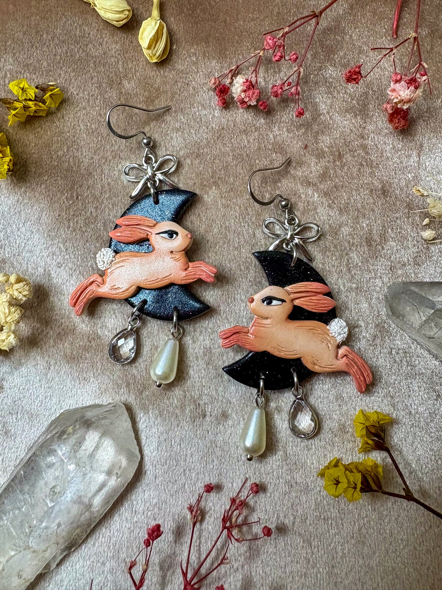 Pastel Bunny Moon Earrings