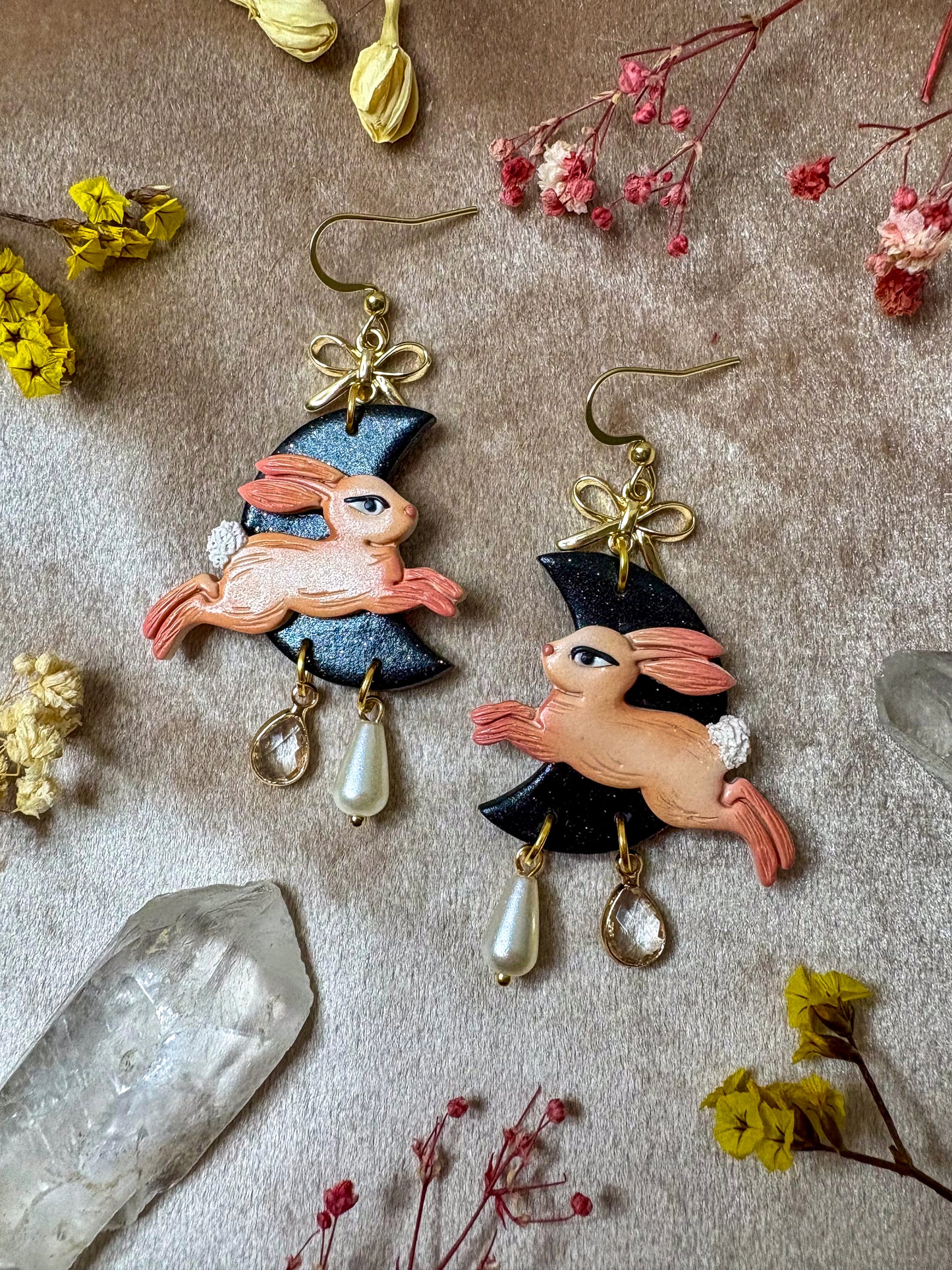 Pastel Bunny Moon Earrings