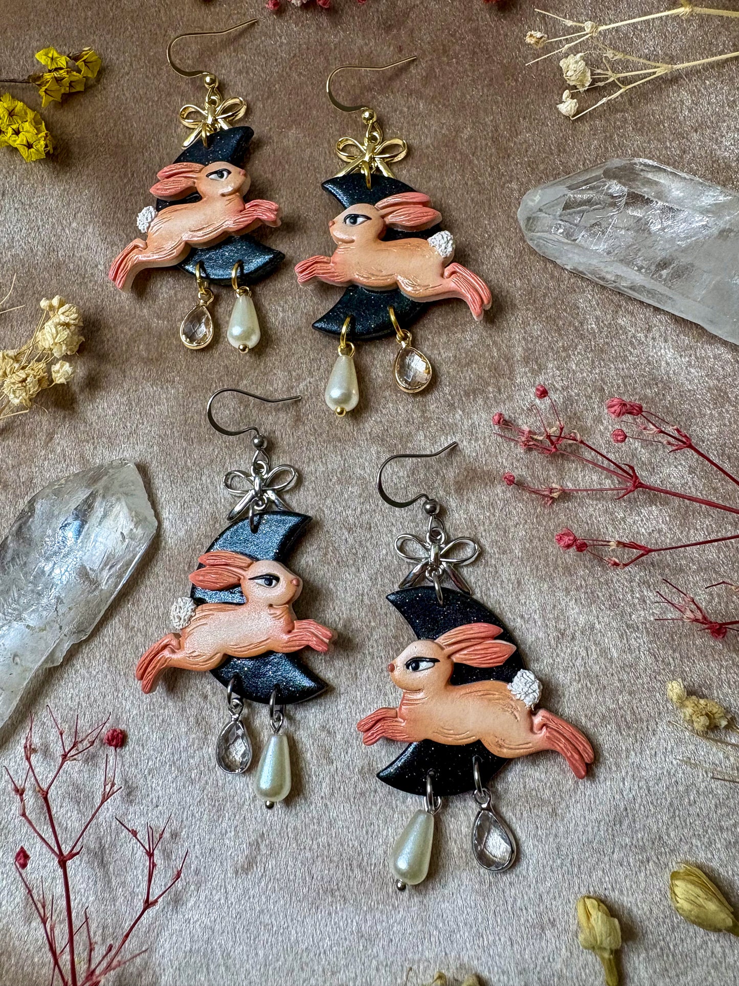 Pastel Bunny Moon Earrings