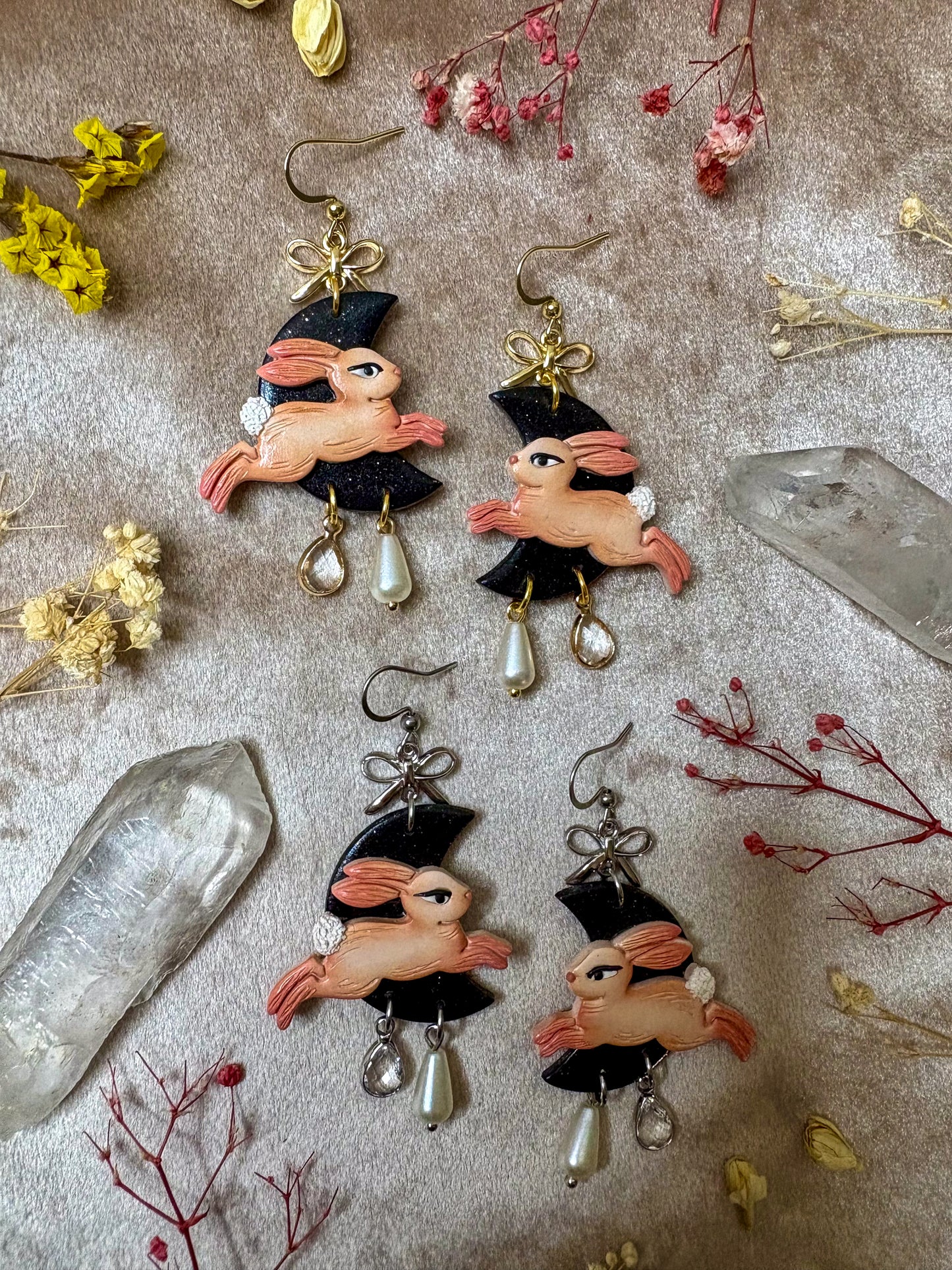 Pastel Bunny Moon Earrings