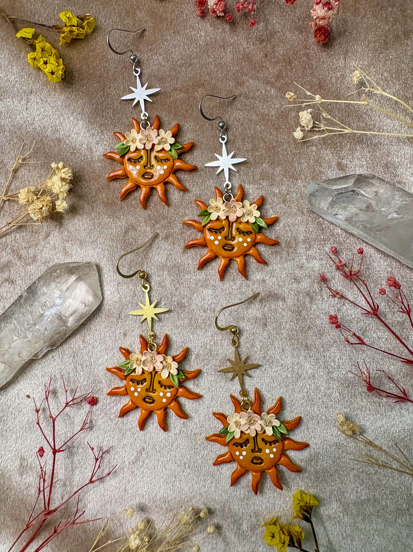 Floral Crown Sun Earrings