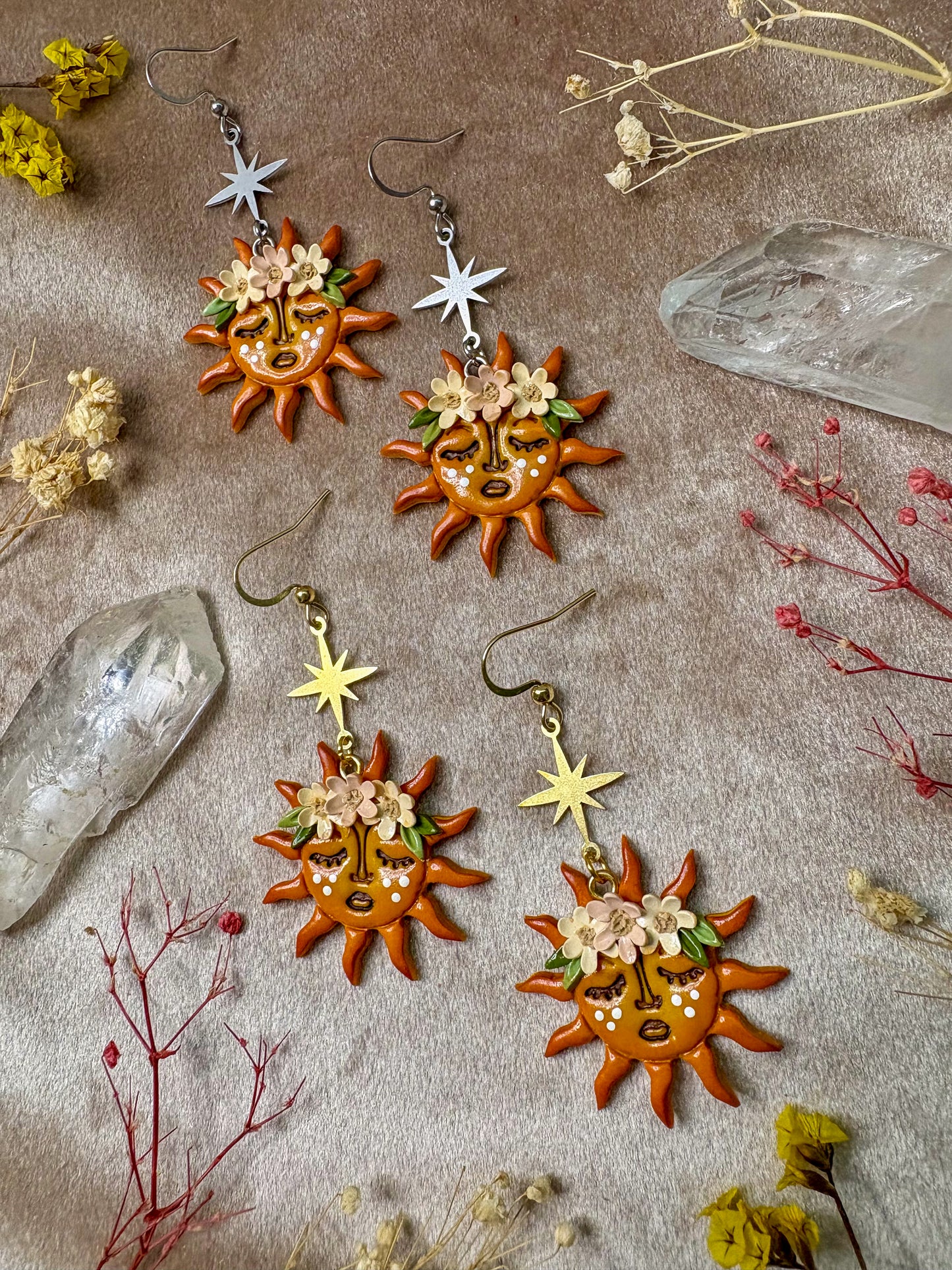 Floral Crown Sun Earrings