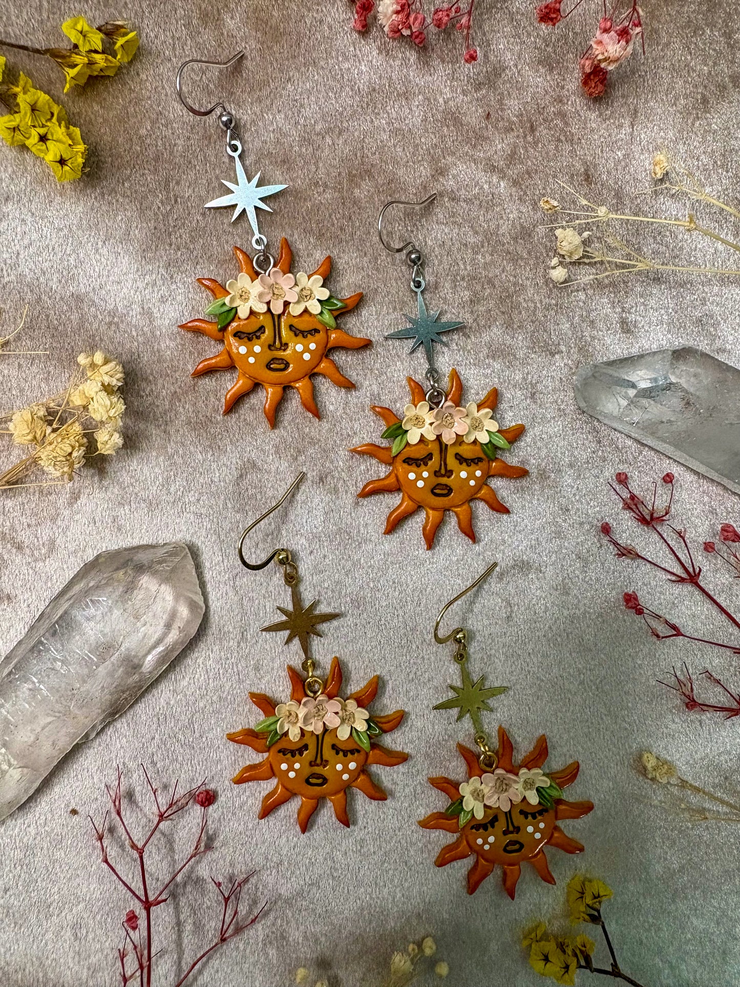 Floral Crown Sun Earrings